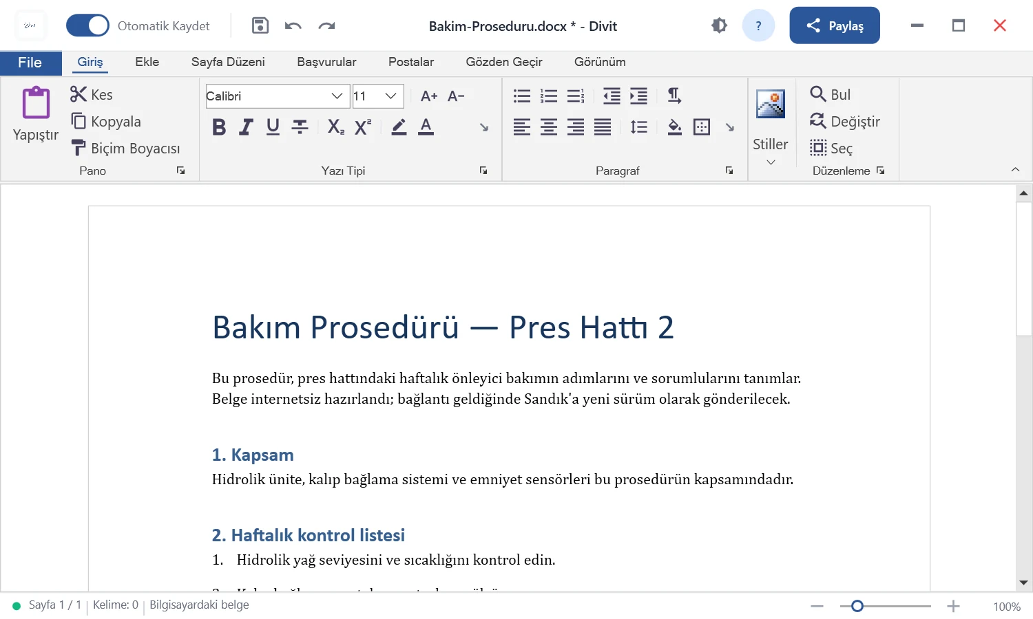 Divit'te açık bir bakım prosedürü belgesi ve arkasında Matris'te bir atölye bütçesi tablosu